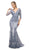 Cinderella Divine - 6481 Beaded Lace Plunging V Neck Dress In Blue