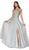 Cinderella Divine - CR822 Bead-Sprinkled Bodice High Slit Gown In Silver