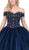 Dancing Queen - 1318 Beaded Off- Shoulder Quinceanera Dress In Blue