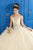 LA Glitter - 24043 Beaded Lace Corset Glitter Tulle Ballgown In Neutral and Gold