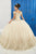 LA Glitter - 24043 Beaded Lace Corset Glitter Tulle Ballgown In Neutral and Gold
