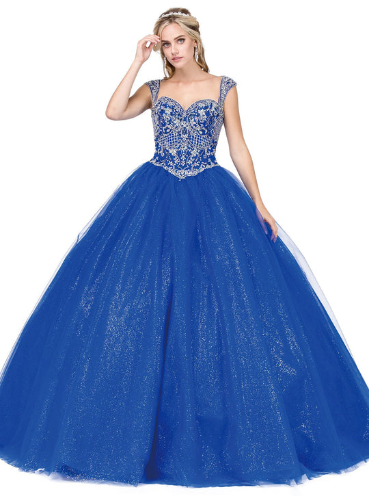 Dancing Queen - 1313 Crystal Embellished Quinceanera Gown In Blue