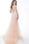 Jovani - 62929 Floral Embroidered Deep V-neck A-line Dress In Pink