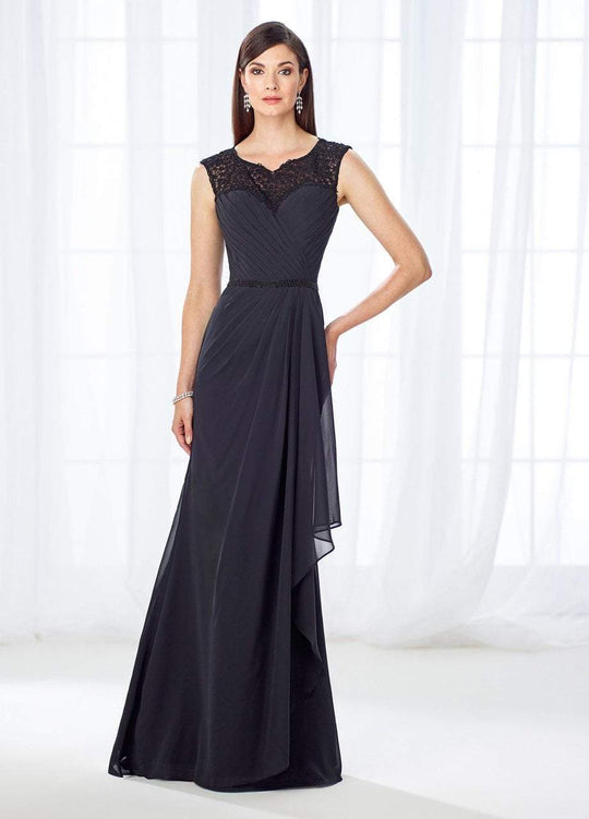 Cameron Blake - 118665 Beaded Faux Wrap Evening Dress In Black