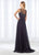 Mon Cheri Beaded Lace Bateau Pleated A-line Gown 118680 In Black and Gray