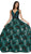 Cinderella Divine - CR821 Deep V-neck Brocade A-line Gown In Green