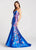 Ellie Wilde - EW118005 Plunging Sweetheart Floral Mikado Mermaid Gown In Purple and Floral
