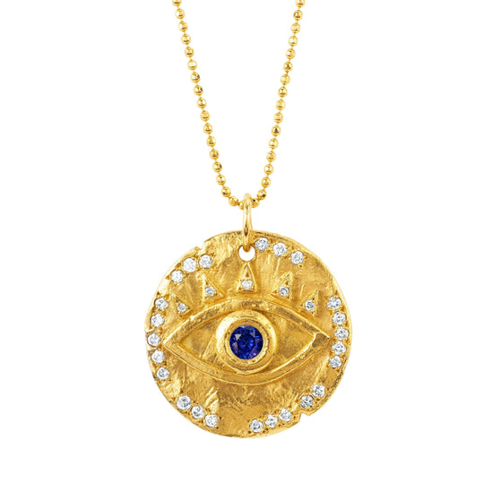 Logan Hollowell - 18k Sapphire Eye of Protection Coin Pendant