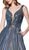 Cinderella Divine - CB0034 Sleeveless Deep V-neck Ballgown In Gray and Blue