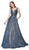 Cinderella Divine - CB0034 Sleeveless Deep V-neck Ballgown In Gray and Blue