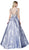 Cinderella Divine - CM304 Beaded Plunging V-Neck Ballgown In Blue