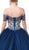 Dancing Queen - 1391 Embroidered Off-Shoulder Ballgown In Blue