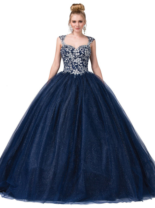 Dancing Queen - 1355 Embroidered Sweetheart Ballgown In Blue