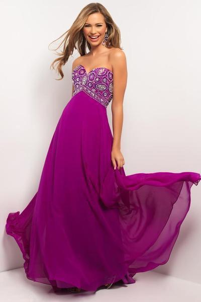 Blush - Strapless Sequined Long Dress 9587 in Purple