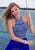 Blush - 11375 Beaded Illusion High Halter A-Line Dress In Blue and Silver
