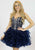 Blush - 11380 Strapless Corset Detailed Crystalline Dress In Blue