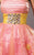 Blush - Embellished Straight Neck Curled A-line Dress 9123 in Pink and Yellow
