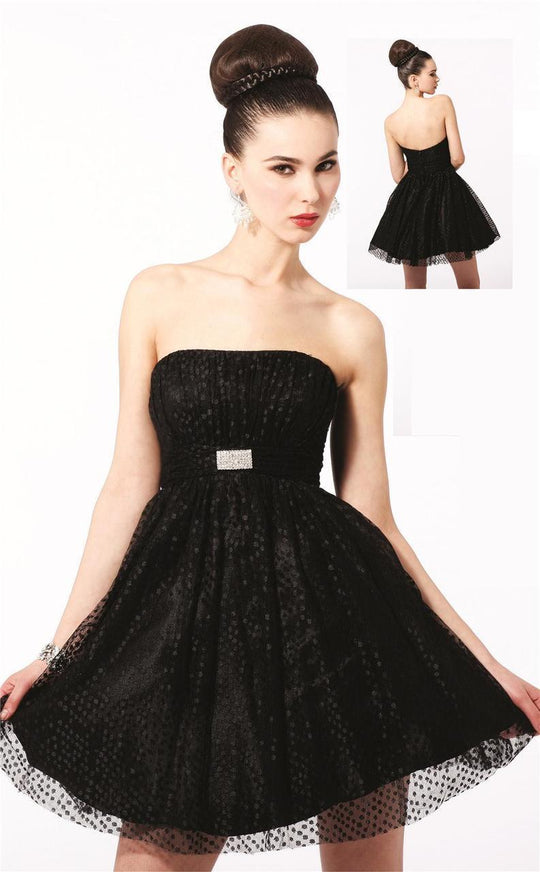 Blush - Strapless Lace Cocktail Dress 9135 in Black