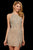 Sherri Hill - 52992 Beaded Halter Short Cocktail Dress In Nude and Silver