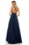 Sherri Hill - 52342 Beaded Lace Deep V-neck Long A-line Dress In Blue