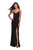 La Femme - 28079 Long Surplice High Slit Jersey Gown In Black