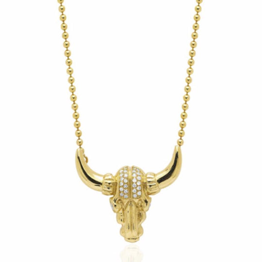 Bull Skull Necklace with Diamonds Large