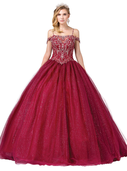 Dancing Queen - 1394 Embellished Off-Shoulder Ballgown In Red