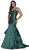 Sweetheart Bodice Ruffled Mikado Trumpet Evening Gown