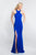 Blush - C1029 High Halter Ruffle Paneled Sheath Gown In Blue
