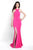 Blush - C1029 High Halter Ruffle Paneled Sheath Gown In Pink