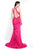Blush - C1029 High Halter Ruffle Paneled Sheath Gown In Pink