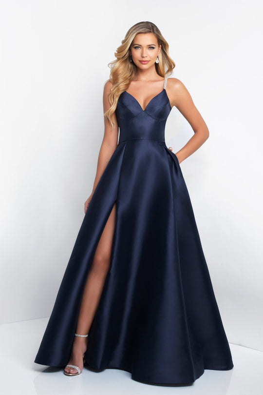 Blush - C1044 Sleeveless Crystal Illusion Back Ballgown In Blue