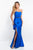 Blush - C1045 Draped Origami Bow Strapless Mermaid Gown In Blue