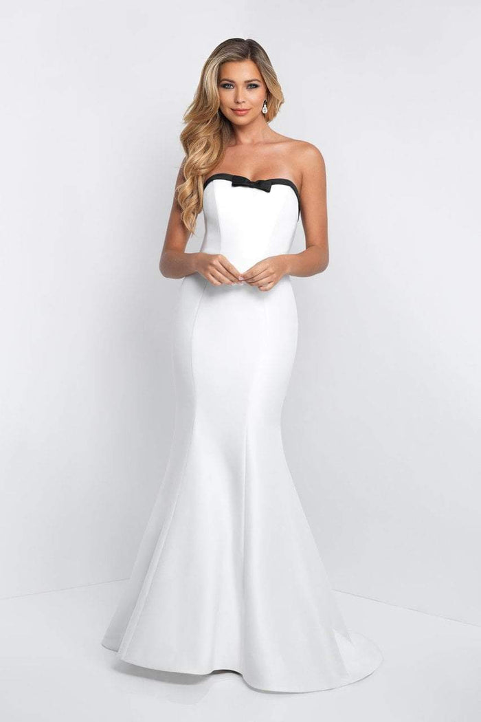 Blush - C1046 Contrast Strapless Bow Ornate Mermaid Gown In White and Black