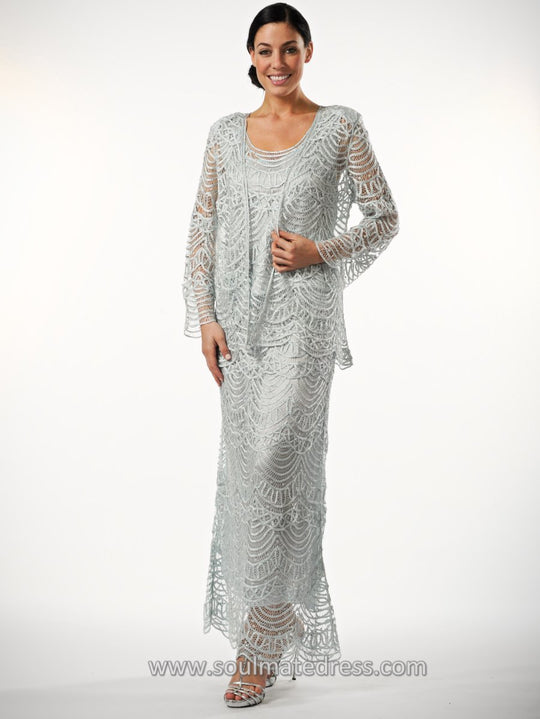 Soulmates - WOMENS THREE PIECES BEADED EVENING DRESS 1X in Silver