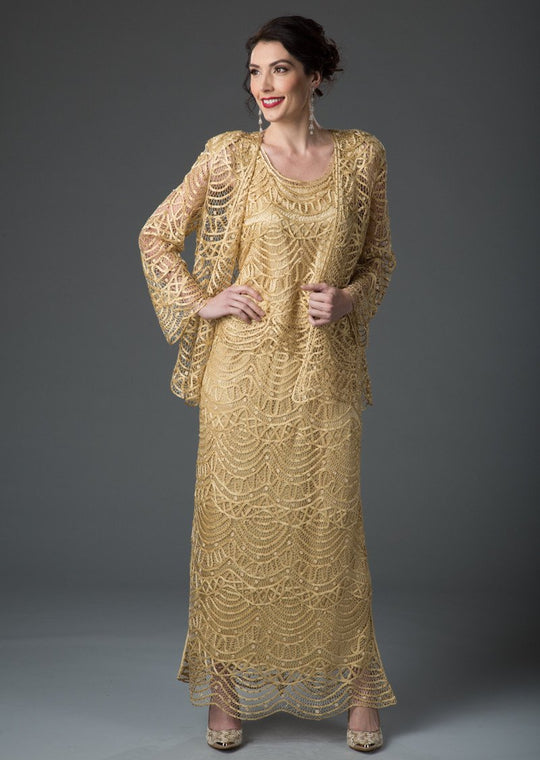 C1060- Three Piece Scallop Jacket Top Skirt Set