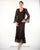 C1068 Beaded Silk Lace Collar Jacket with Godet Dress Set