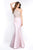 Blush - C1080 Beaded Halter Neck Mikado Mermaid Gown In Pink
