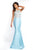 Blush - C1080 Beaded Halter Neck Mikado Mermaid Gown In Blue