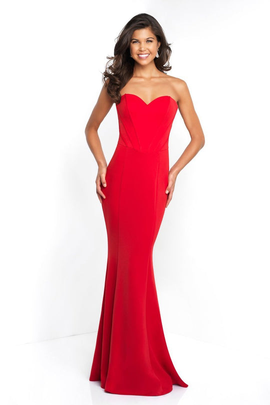 Blush - C1082 Strapless Sweetheart Neck Mermaid Gown In Red