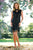 C1100 Mandarin Collar Teadrop Sheath Dress