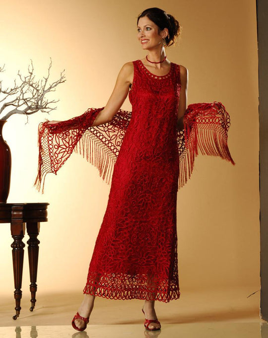 C12002 Signature Beaded Tank Dress with Shawl