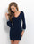 Blush - C135 V Neck Long Sleeveless Sheath Cocktail Dress In Blue and Multi-Color