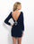 Blush - C135 V Neck Long Sleeveless Sheath Cocktail Dress In Blue and Multi-Color