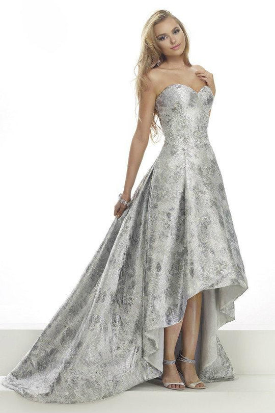 Janique - Strapless Sweetheart Hi-Lo  A Line Gown C1680 In Silver