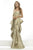 Janique C1681  - Printed Strapless Sweetheart Mermaid Gown With Ruffled Skirt In Gold