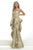 Janique C1681  - Printed Strapless Sweetheart Mermaid Gown With Ruffled Skirt In Gold