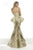 Janique C1681  - Printed Strapless Sweetheart Mermaid Gown With Ruffled Skirt In Gold