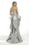 Janique C1681  - Printed Strapless Sweetheart Mermaid Gown With Ruffled Skirt In Silver