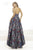 Janique - Printed Sweetheart Halter High-Low Ball Gown C1685 In Multi-Color and Floral